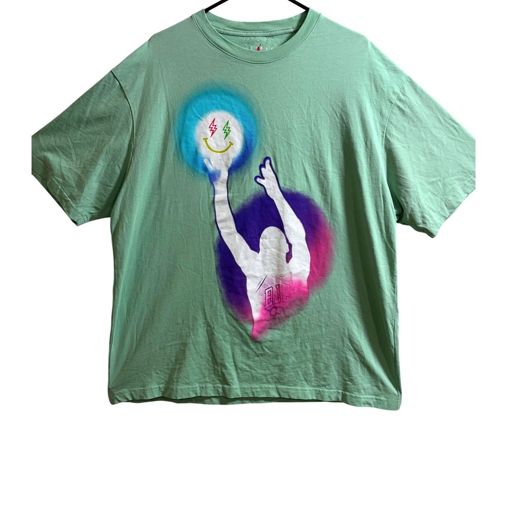 Jordan x J Balvin Mens Enamel Green Graphic T-Shirt XL DR2962- Streetwear collab